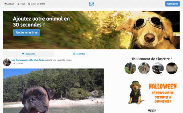 La page d'accueil de Sneepets.