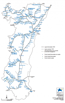 Carte des TER en Alsace