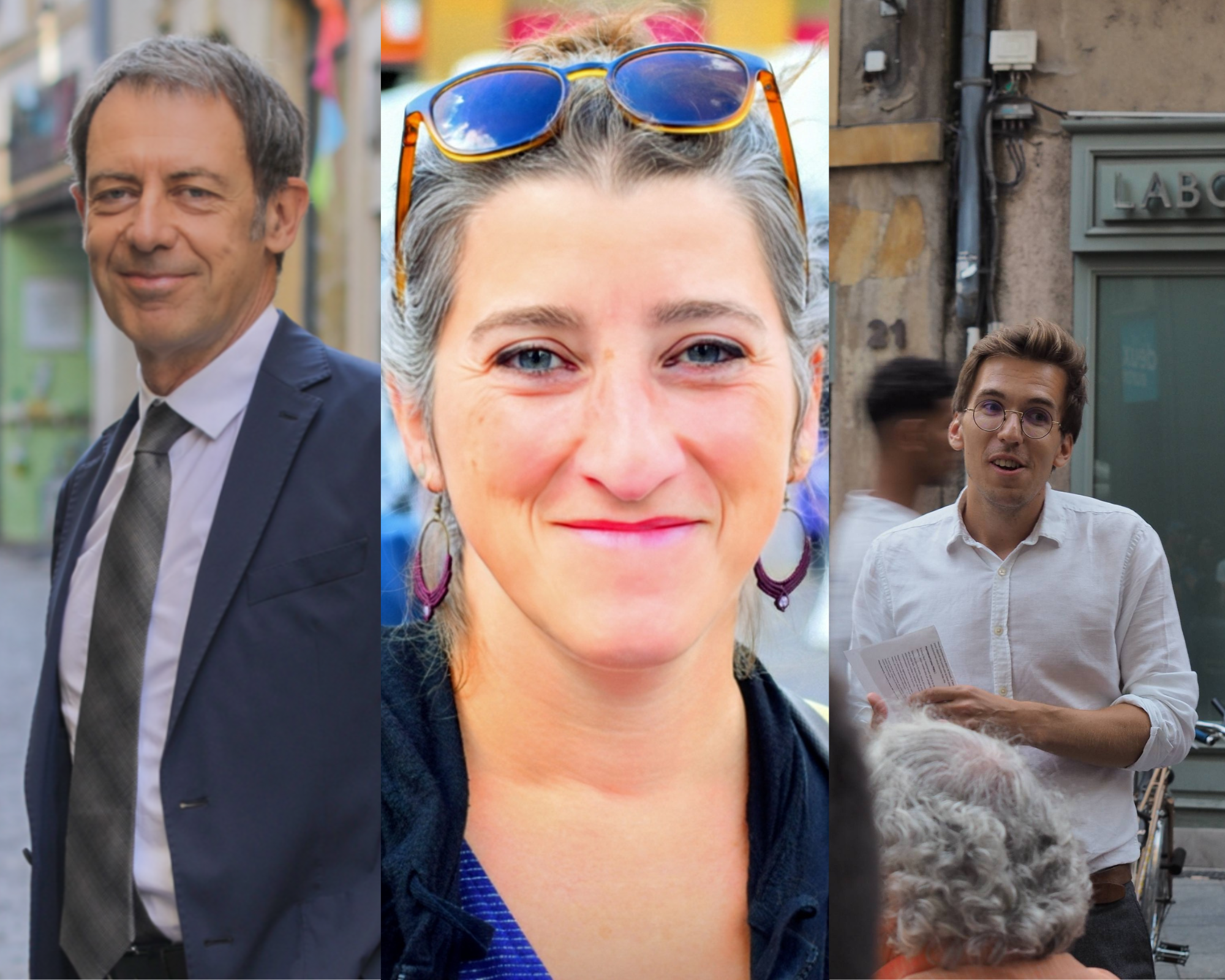 Bertrand Mertz (à gauche), représentant du Parti Socialiste, Charlotte Leduc, représentante LFI (au centre) et Jérémy Roques, représentant Écologiste (à droite) sont les visages de cette campagne à Metz pour les municipales à gauche.